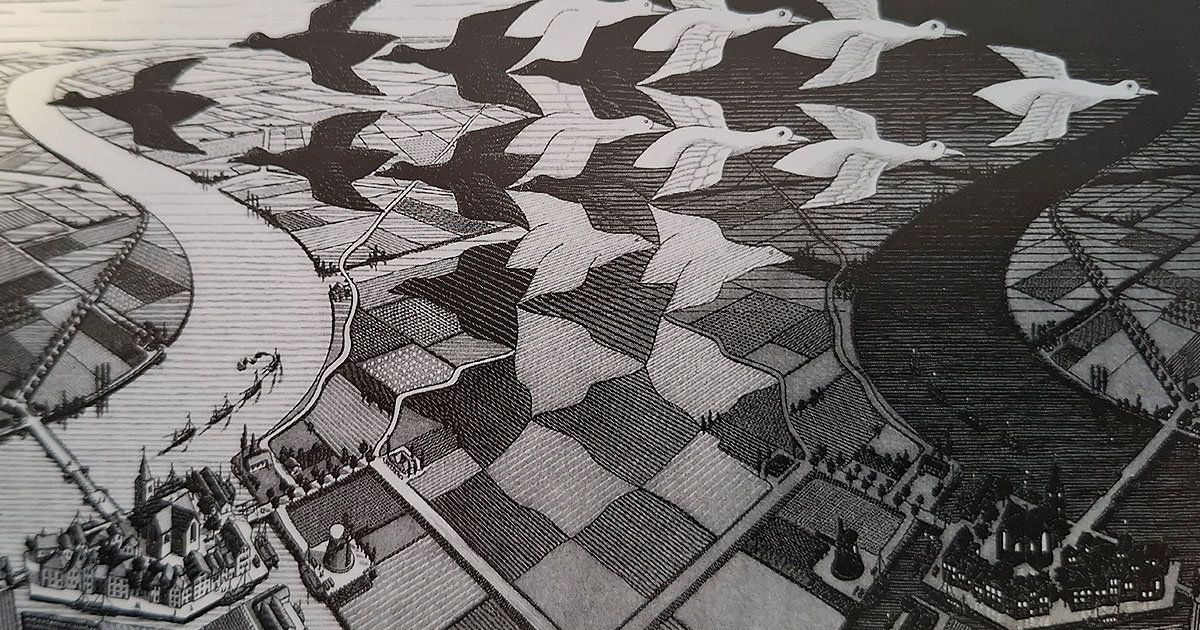 Giorno notte escher foto